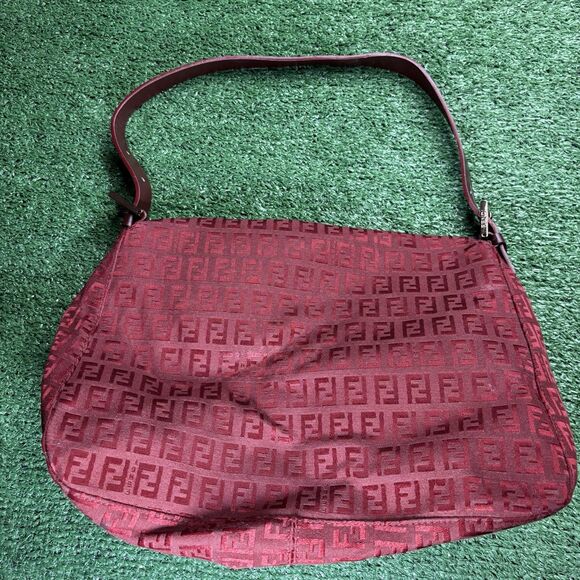 FENDI Mamma Zucchino Baguette Red Shoulder Bag Vintage Authentic Monogram Purse - Picture 13 of 13